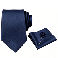 Coffret Cadeau Homme : Cravate Couleur Unie, Pochette de Costume, Épingle de Revers, Logo Personnalisé, pour Mariage Formel