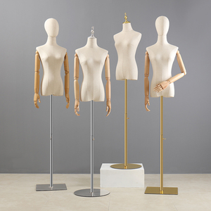 Maniquí de Mujer para Exhibición de Ropa en Tiendas, Maniquí Femenino de Medio Cuerpo en Lino Blanco para Prendas de Vestir - Product Image 3
