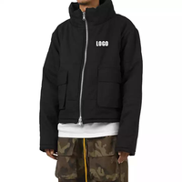 Veste matelassée courte réversible de haute qualité avec logo personnalisé pour l'hiver, col montant, fermeture éclair, taille plus, veste de créateur pour homme