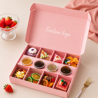Boîte à emporter écologique personnalisée à 6 compartiments pour biscuits, pâtisseries et aliments, avec emplacements pour coupelles de sauce, séparateurs, emballage pour donuts et macarons