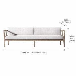 Grand Scale California Style Teak Wood <b>Outdoor</b> <b>Sofa</b> Thick Plank Construction Garden Lounge Couch for Projects - Product Image 2