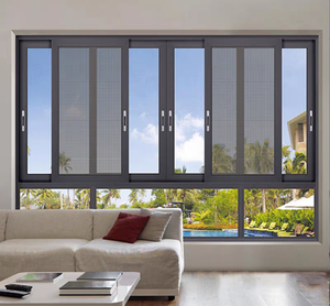 Finestre Scorrevoli in Lega di Alluminio Multi-pannello Design Orizzontale Moderno con Zanzariera in Acciaio Inox e Tenda Regolabile per Ventilazione - Product Image 4