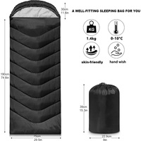 Sac de couchage léger et imperméable pour le camping, type enveloppe, 3 saisons (printemps, automne, hiver), vente en gros