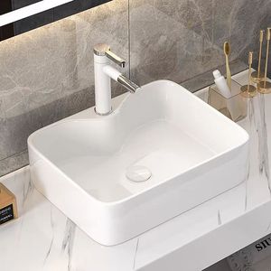 Hiện đại hình chữ nhật gốm phòng tắm lưu vực đá sứ rửa bồn rửa Granite núi cho căn hộ sử dụng của nhà sản xuất nghệ thuật container - Product Image 1