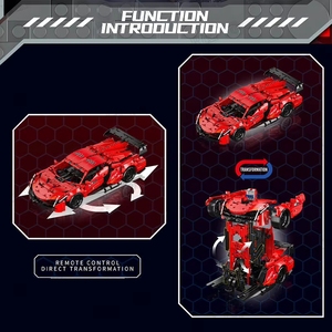 Mould <span class=keywords><strong>King</strong></span> 15057 <span class=keywords><strong>Voiture</strong></span> de course rouge 2-en-1 transformable en robot, modèle en briques, <span class=keywords><strong>jouet</strong></span> pour enfant, cadeau d'anniversaire pour enfants, 1365 pièces de blocs de construction - Product Image 4