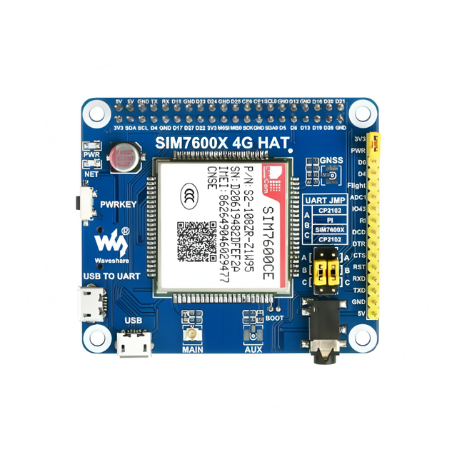 SIM7600CE-CNSE 4G GPS HAT for Raspberry Pi 4 4G/3G/2G Connectivity Module