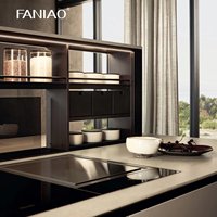 Meubles de cuisine modernes en mélamine haute brillance, modulaires, personnalisés, de haute qualité, avec robinet de porte en acrylique, garantie 5 ans