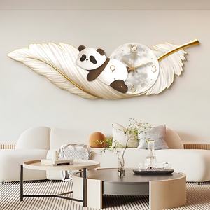 Pintura LED de Pared Moderna Personalizada con Forma de Pluma, Mural de Lujo con Luz y Reloj para Decoración de Pared de Sala de Estar - Product Image 1