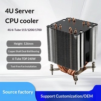 Refroidisseur de processeur 4U à 6 tubes et 92 mm avec 6 caloducs en cuivre, ventilateur silencieux 65 CFM à double roulement à billes, vente en gros
