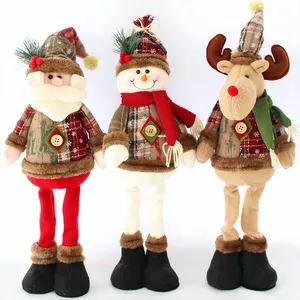 48*18cm Papai Noel Elk Snowman Presente Boneca Flanela Permanente Telescópica Natal Boneca Decoração de Natal