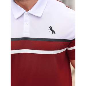 Polo de golf personnalisé pour homme, manches courtes, été, respirant, tricoté, design rayé rouge et blanc - Product Image 4