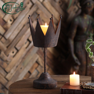 Portavelas Vintage con Forma de Corona, Estilo Rústico, Decoración para el Hogar, Estilo Wabi Sabi, Candelabro de Hierro para Decoración Interior - Product Image 2