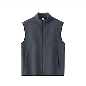 Gilet décontracté double face en molleton doublé pour homme, fermeture éclair, couleur unie, vêtement de sport d'extérieur - Product Image 3