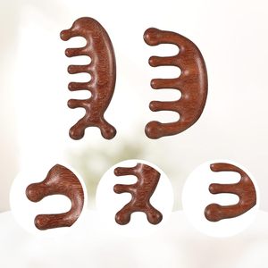 Peine de masaje clásico de madera ecológico para el cuero cabelludo con dientes anchos, herramienta portátil de acupresión para masaje de cabeza - Product Image 4