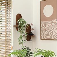 Étagère murale moderne en bois cintrée, design mid-century, étagères flottantes arc-en-ciel pour décoration intérieure, support pour plantes et ornements