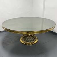 Table Ronde de Luxe en Acier Inoxydable Doré de 72'' pour Mariages et Événements, Table à Gâteau Personnalisée, Table de Banquet