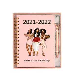 Free Sample Custom Gold Spiral 2021-2022 A4 A5 Weekly Daily Planner Notebook Printing