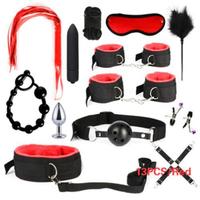 Vente en Gros de Produits Sexuels Jouets Érotiques pour Adultes Set d'Équipement BDSM de Contrainte Menottes Pinces à Tétons Bâillon Fouet Corde Jouets Sexuels pour Couples