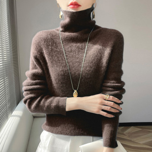 <span class=keywords><strong>Maglione</strong></span> Invernale da Donna in Lana/Acrilico Sottile, Casual, Tinta Unita, Maniche Corte, Collo Alto Arricciato - Product Image 6
