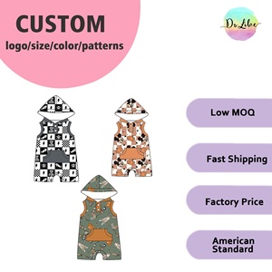 Combinaisons en <span class=keywords><strong>fibre</strong></span> de bambou pour bébé garçon, imprimé Wild West, pyjamas courts, vêtements pour enfants, fermetures éclair YKK - Product Image 2