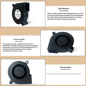 مروحة توربينية DC5015/YD5015HBL مقاس 5 سم، 12 فولت، محمل كروي، 5 فولت/24 فولت، 50×50×15 ملم، ملحقات الطابعات وأجهزة الترطيب - Product Image 2