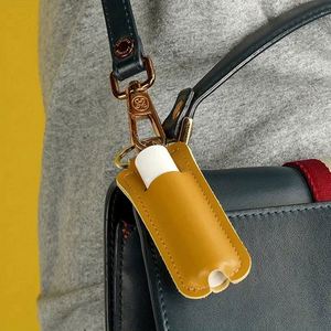 Premium Leather Lipstick <b>Holder</b> with Keychain, 5-Color Multi-Function Case for Office Corporate Gifts - Product Image 1