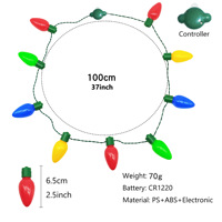 Collier lumineux LED 9 ampoules pour Noël, décorations de fête, accessoires pour pulls de Noël, Diwali, Ramadan, à piles