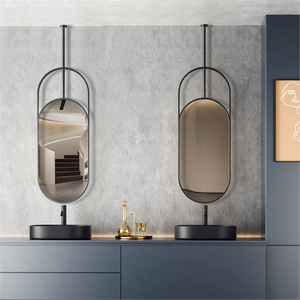 Sang Trọng Thép Không Gỉ Antique Brass Màu Phòng Tắm Tường Hiện Đại Trang Trí Gương Vàng Đóng Khung Dẫn Chiếu Sáng Tường Dài Gương - Product Image 5