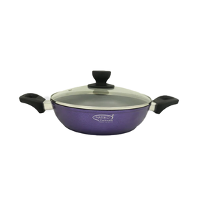 Wokpan inferior de inducción de dos manijas de acero de alta calidad Marden con tapa de vidrio 22-24 cm Custom IB Wok Pan Olla antiadherente de aluminio - Product Image 1