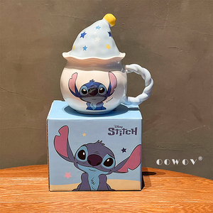 Venta caliente <span class=keywords><strong>Disney</strong></span> Cartoon <span class=keywords><strong>Stitch</strong></span> <span class=keywords><strong>Taza</strong></span> de cerámica con empuñadura y tapa <span class=keywords><strong>Taza</strong></span> de leche de café para oficina y Hogar y regalo - Product Image 3