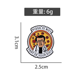 Sming pimleri Pizza diyet parçası değildir emaye Pin karikatür erkekler doktor sağlıklı diyet Metal broş yaka rozeti takı - Product Image 6