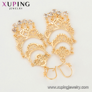 Orecchini pendenti <span class=keywords><strong>Xuping</strong></span> 99526 placcati oro 24k, orecchini grandi Chandbali in rame con zirconi, gioielli alla moda per feste - Product Image 5