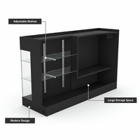 Comptoir de présentation en verre pour magasin, vitrine noire avec étagères en verre trempé pour boutique