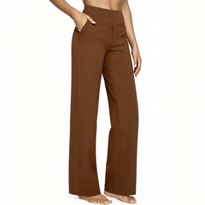 Pantaloni da yoga a gamba larga in tessuto con protezione solare con tasche ad alta elasticità - Product Image 6