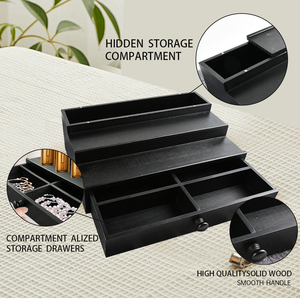 Organisateur de Cologne en bois pour hommes Étagère de présentation surélevée à 3 niveaux avec tiroir de rangement et compartiment caché - Product Image 4