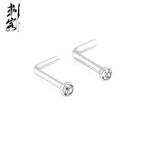 316L Surgical Steel L Shaped Crystal Nose Stud <strong>Indian</strong> Nose <strong>Ring</strong> - Product Image 1