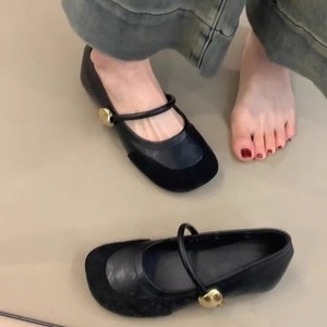 Chaussures de soirée souples de style français tendance 2026, à lanières, patchwork, bout rond, talon compensé, ballerines Mary Jane - Product Image 3