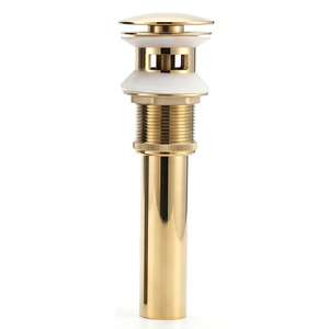 Desagüe <span class=keywords><strong>de</strong></span> bañera y lavabo moderno <span class=keywords><strong>de</strong></span> latón cromado con rosca, sistema click-clack, con ranura y acabado antiolor <span class=keywords><strong>para</strong></span> hoteles, baños y cocinas. - Product Image 1