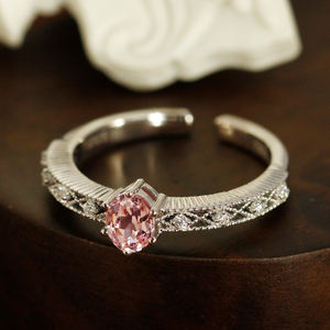 Anillo de crecimiento de laboratorio de piedras preciosas de Plata de Ley 925 <span class=keywords><strong>Morgan</strong></span> Pink, diseño elegante de princesa para boda, ropa informal diaria - Product Image 4
