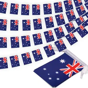 Wholesale High Definition Personalised Custom Double sided Polyester Printing 14*21cm Australia Hanging Bunting String Flag