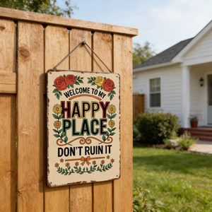 Bienvenue dans <span class=keywords><strong>mon</strong></span> joyeux coin : Décoration murale florale rustique en fer pour <span class=keywords><strong>cuisine</strong></span>, maison, café, mariage et anniversaire - Product Image 4