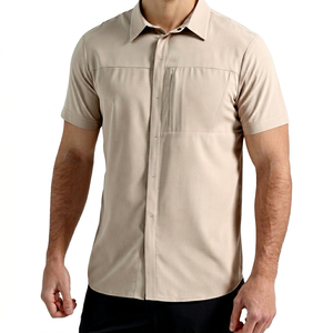 Camisa de Manga Corta Beige para Hombre, 100% Poliéster, Secado Rápido, Transpirable, UPF 50, Camuflaje, Ropa de Pesca, 130g - Product Image 1
