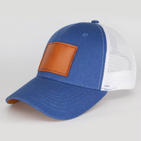 Blauwe Argyle Fruitkleurige Blok Baseball Cap Ademend Mesh Achterkant Trucker Pet met Kunstleren Patch Magische Sticker