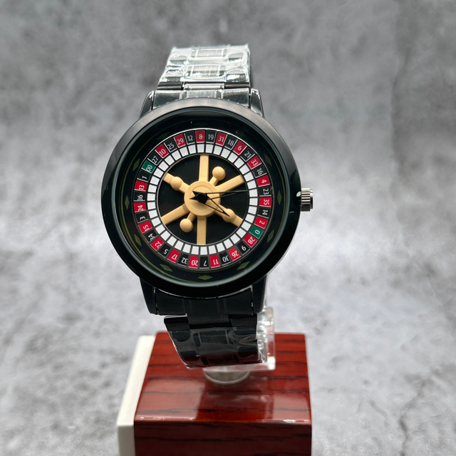 Gambling Watch  Men's High-end Fashionable Lucky Watch, Black Playing Card Wheel New Quartz Watch