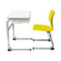 Ensemble de bureau et chaise d'école réglables avec boîte à livres en plastique, cadre cantilever en U, table d'étude ergonomique, mobilier scolaire