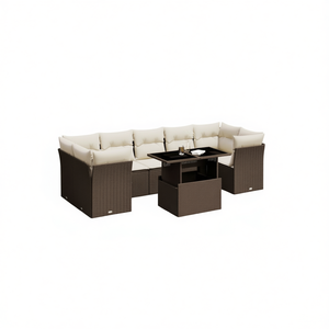 Modular Brown PE <b>Rattan</b> Garden <b>Sofa</b> Set Elegant Outdoor Furniture With High Density Foam Cushions - Product Image 1