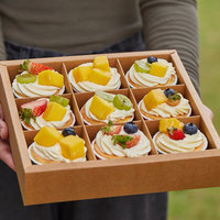 Boîte de pique-nique transparente à 9 compartiments, emballage jetable pour gâteaux et desserts de l'après-midi, pour fruits, hot pot, plats à emporter