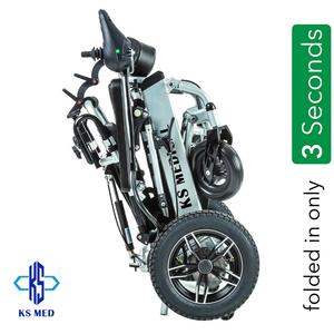 KSM-601MR Portable Electric Wheelchair <b>for</b> Seniors Long Range Motorized Foldable Manual Recliner Rubber Solid Tires <b>for</b> Adults - Product Image 5