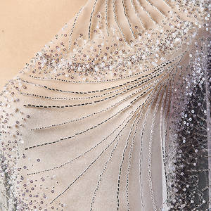 結婚式のための最も人気のある白いブライダル刺繍ビーズレース生地 - Product Image 6