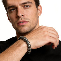 Bracelet Personnalisable en Sodalite Fluorescente et Pierre de Feu Naturelle 8 MM, Perles de Guérison Élastiques, Cadeau pour Homme